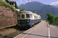 Regionalzug 3580, gebildet aus ABDe 4/8 754, an der Haltestelle Eggerberg