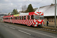 Be 4/4 Nr. 14 wartet in Matzingen auf den Gegenzug aus Wil