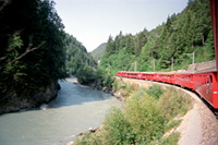Einfahrt in die Rheinschlucht bei der Burgstelle Wackenau