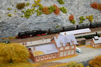 Z-Stammtisch Bayern, kleiner Bahnhof mit Dampflok