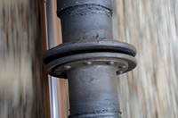 Blick auf die Puffer während der Fahrt