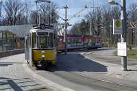 Wagen 414 in der Wendeschleife der Endhaltestelle Ruhbank/Fernsehturm.