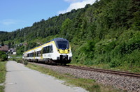 442 207 im Gelb-weißen BW-Design bei Aistaig