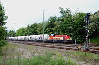 Einfahrt des Holcim-Zuges mit V 181 in Balingen