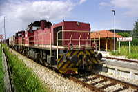 Zug 3 erreicht den Bahnhof Schlatt.