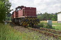 Einfahrt von Zug 3 in die Gleise der DB bei Sigmaringendorf.