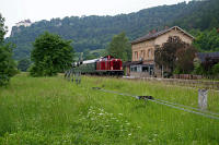Durchfahrt des Zuges in Hausen im Tal (KBS 755) in Richtung Sigmaringen.